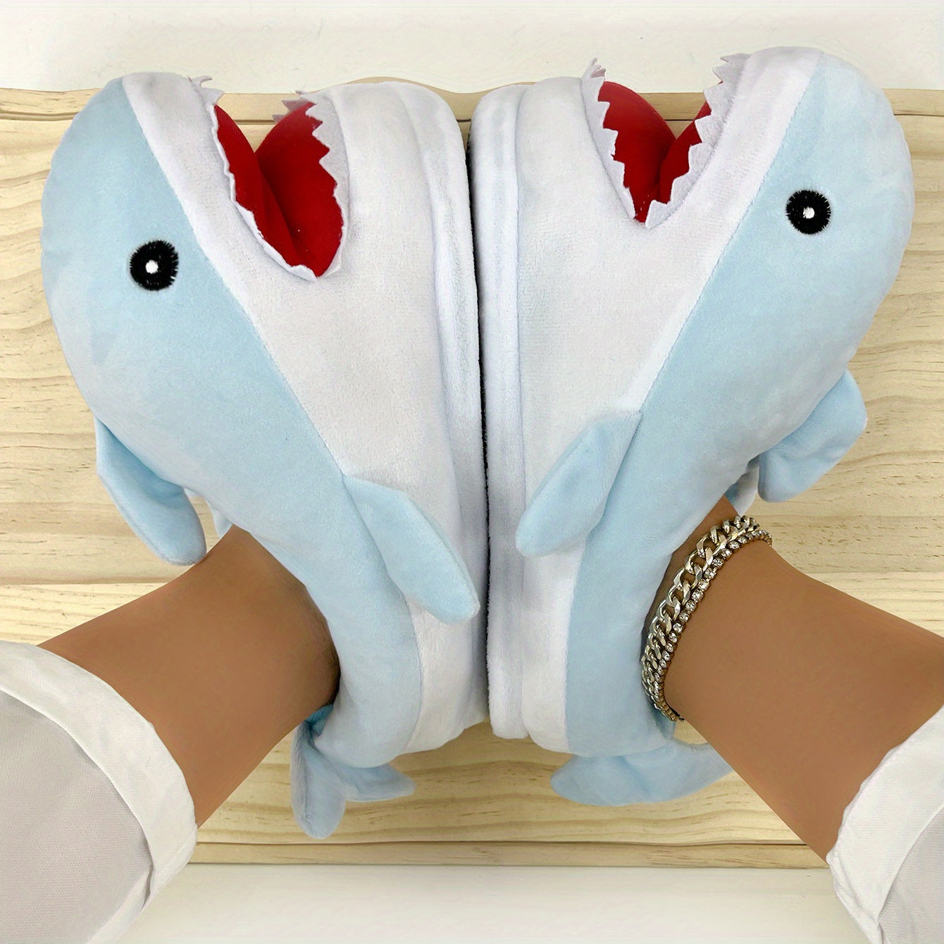 Women's Shark Plush Slippers Warm Cozy Slip On Shoes
