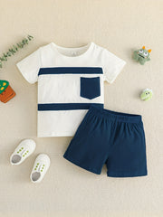 2pcs Baby Boys Casual T-shirt & Shorts Set