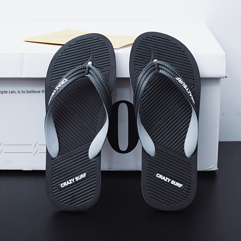 Men's Striped Non Slip Flip Flops Casual Slippers For Beach Pool Shower
