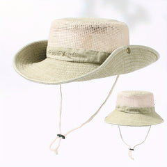 Breathable Mesh Bucket Hat Distressed Solid Sun Hat Lightweight Outdoor