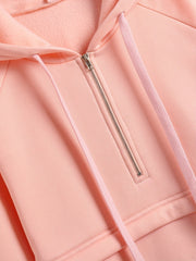 Casual Solid Zip Kangaroo Hoodie Long Sleeve Sweatshirt
