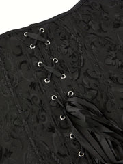 Strapless Corset Bustier Lace Up Jacquard Body Shaper Women's Lingerie