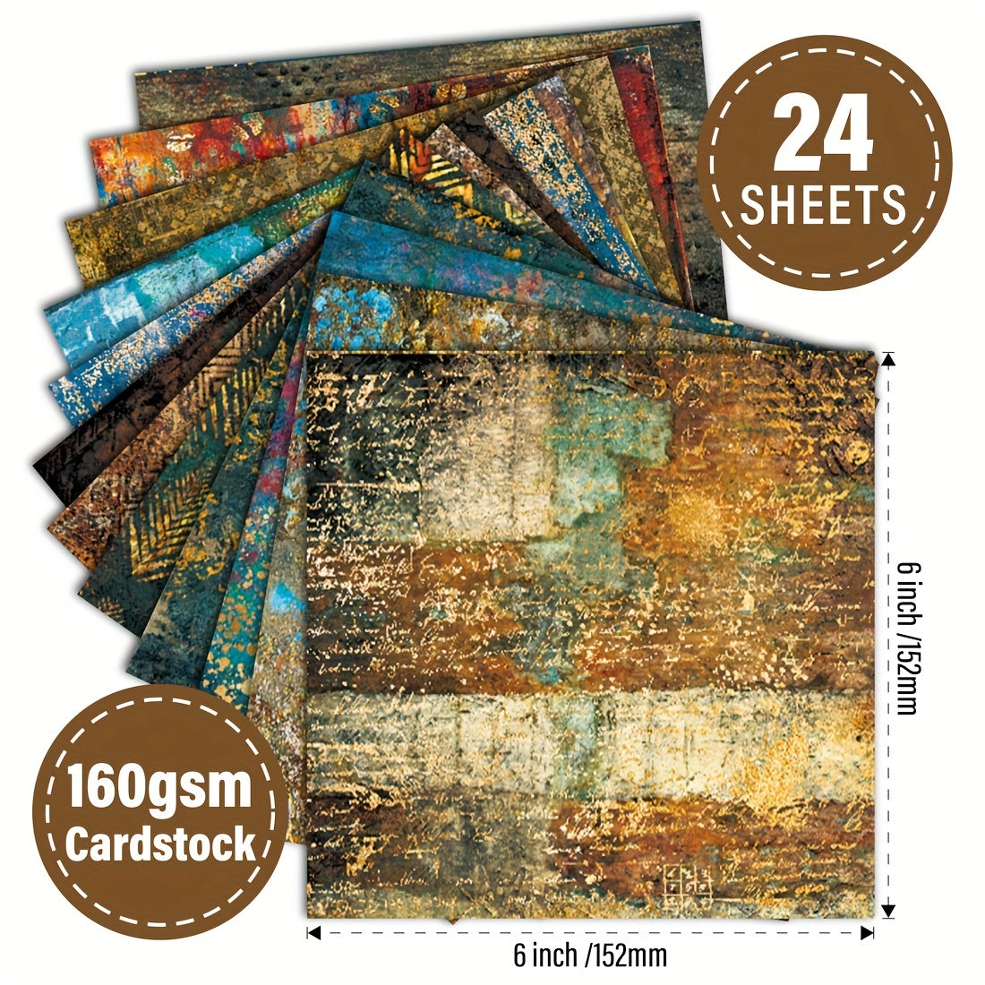 24pcs Vintage Scrapbook Paper Pad 15x15 cm DIY Crafts Decoupage