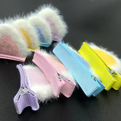 2pcs Plush Cat Ear Hair Clips Girls Sweet Hair Accessories Holiday Gift