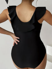 Vacay Swimsuit Ruffle Trim One Piece Bathing Suit