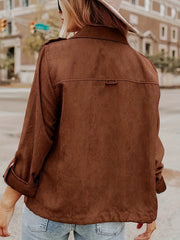 Vintage Zip Up Solid Jacket with Pockets