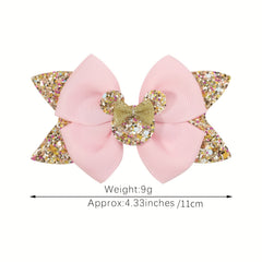 4pc Sequin Bow Hair Clips Set for Holiday Parties