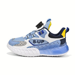 Boy's Block Basketball Shoes Rotating Buckle Comfy Breathable Non Slip Sneakers