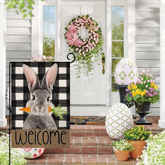 Easter Garden Flag Welcome Spring Bunny Carrot Farmhouse Holiday Decoration