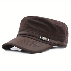 PU Leather Baseball Cap Army Flat Cap Dad Hat Unisex Adjustable