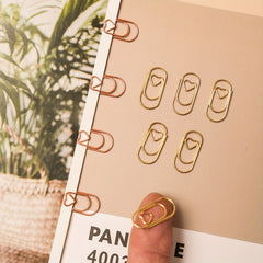 10pcs Rose Gold Love Paper Clip Heart Stationery Bookmark Decoration