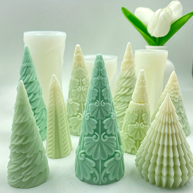 3D Christmas Tree Candle Mold - 7 Styles Silicone Mold For Candle Making