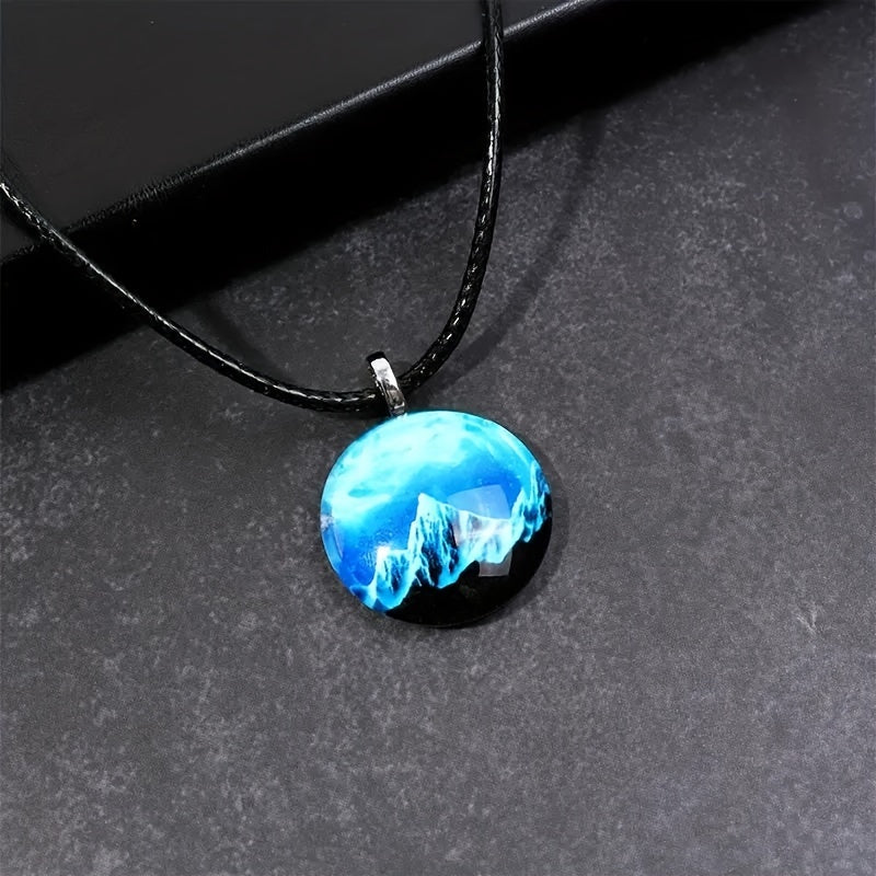 Snow Mountain Mist Nature Pendant Necklace