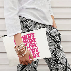 Hot Pink Western Cow Print Makeup Pouch with Zipper