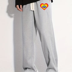 Heart Pattern Joggers Men's Casual Loose Fit Pants