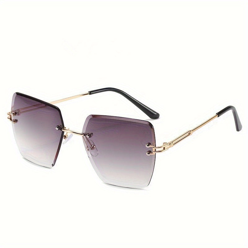 Rimless Square Sunglasses UV400 Sun Shades for Women Men