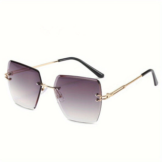 Rimless Square Sunglasses UV400 Sun Shades for Women Men