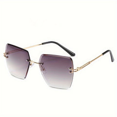 Rimless Square Sunglasses UV400 Sun Shades for Women Men