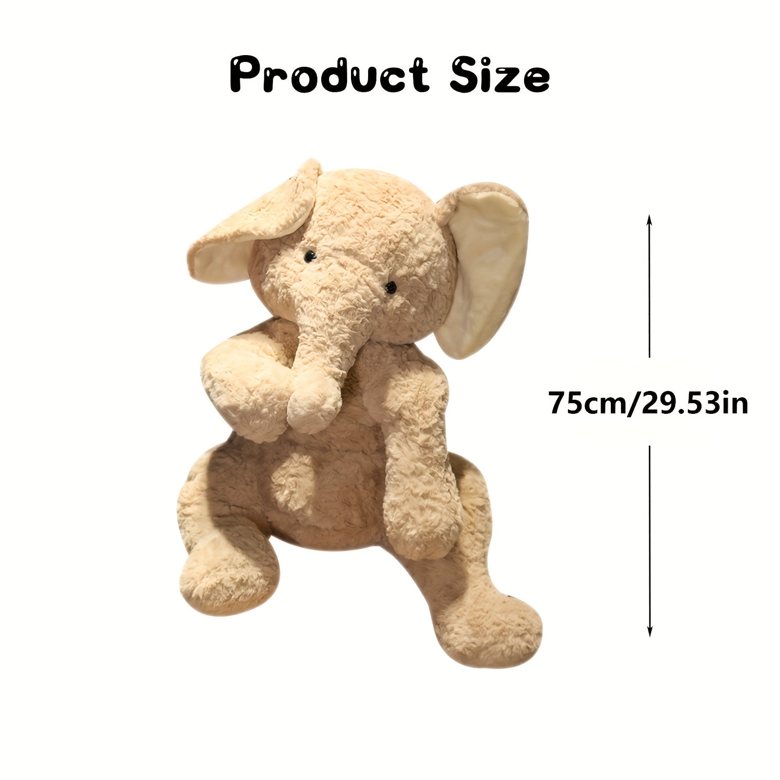 Giant Elephant Plush Throw Pillow - Soft Stuffed Animal Toy