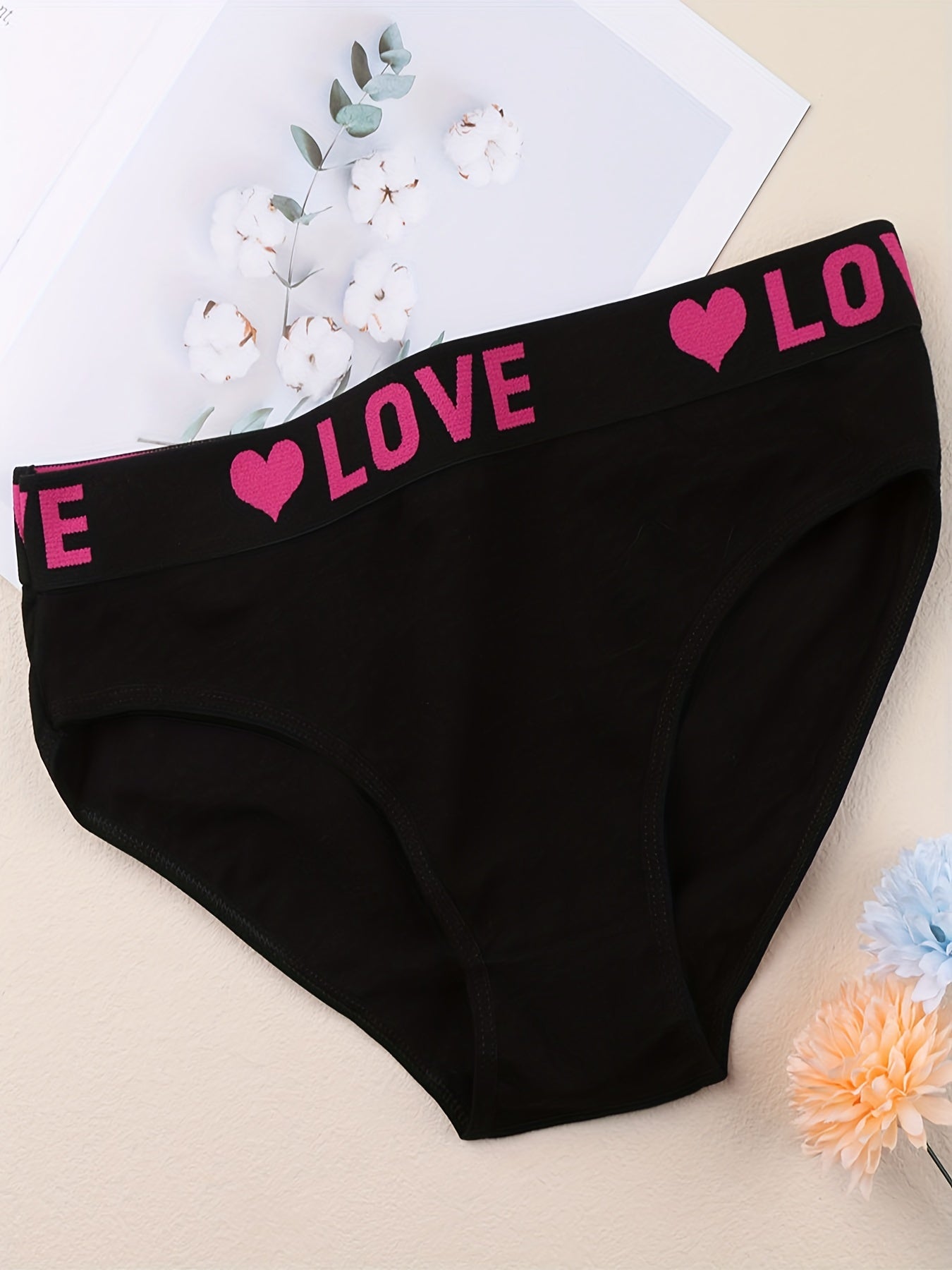 6pcs Letter Print Briefs Comfy & Stretchy Intimates Panties Women's Underwear