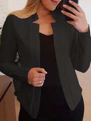 Solid Open Front Blazer Long Sleeve Slim Work Office Outerwear Women's Clothing
