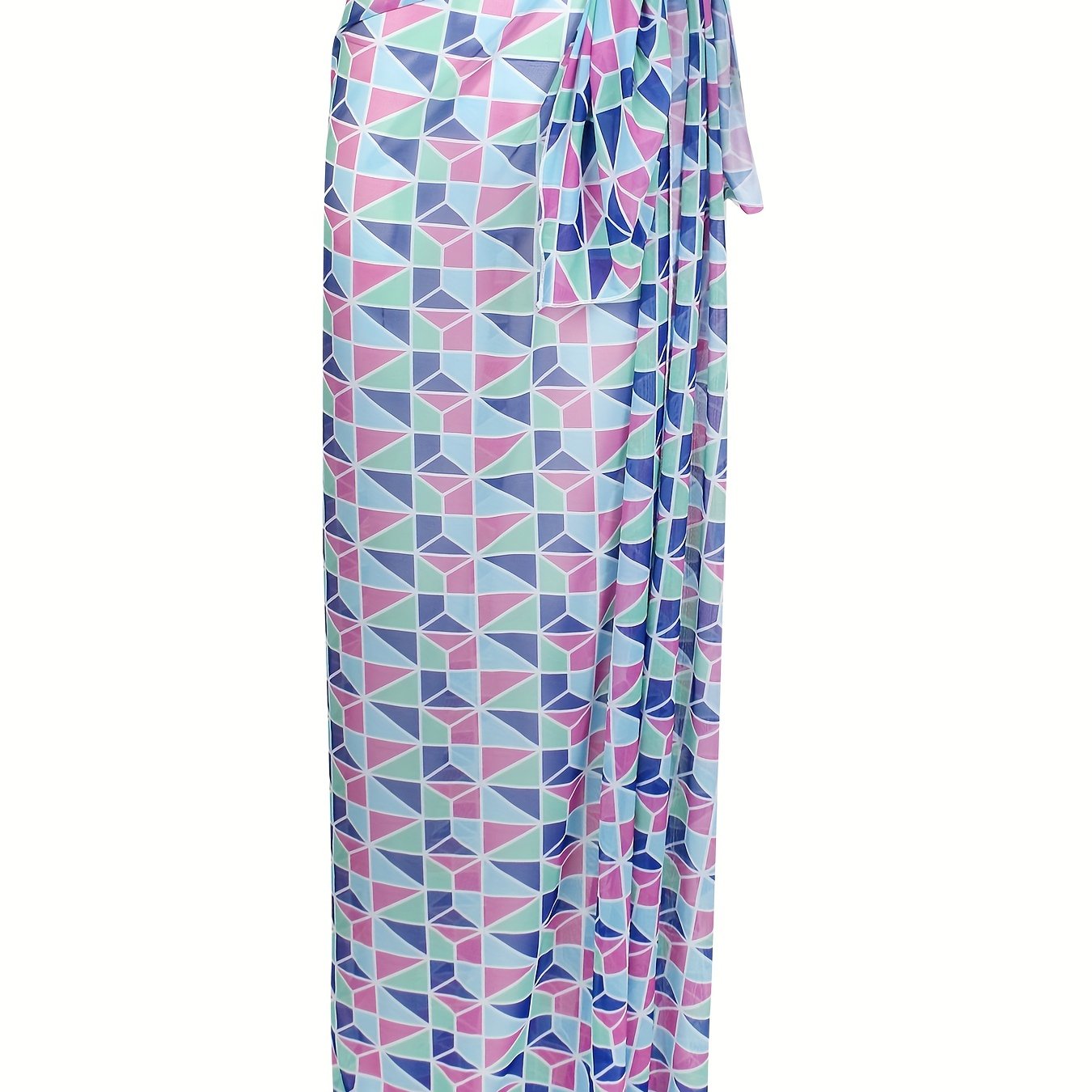 Colorful Tie Side Mesh Cover Up Sarong Beach Coverup