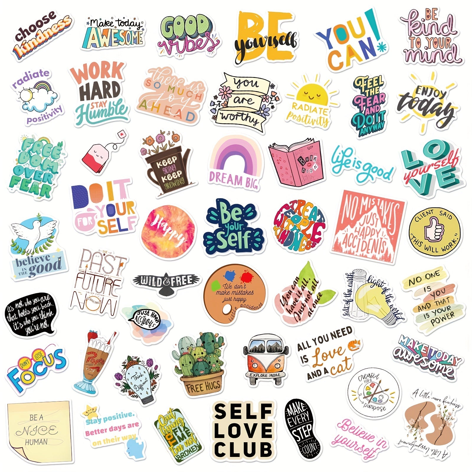 50 Inspirational Quotes Stickers - Motivational Sayings & Positive Affirmations