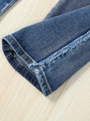 Girls' Raw Cut Skinny Jeans Stretchy Casual Street Tight Fit Denim Trousers