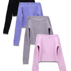 Girls' Long Sleeve Knitted Ballet Dance Top Sweater Pullover Shirt