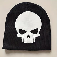 Fashionable Ear Protection Sport Knit Beanie Hat With Bone Hand Printing