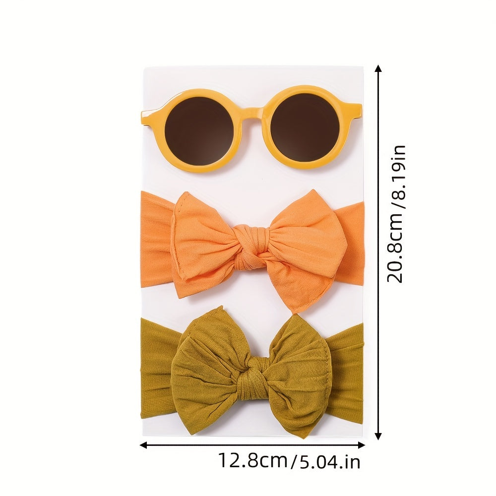 Kids Summer Sunglasses & Bows Headband Set