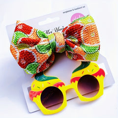 Cartoon Fabric Bow Hair Ties & Ice Cream Sunglasses Girls Accessories