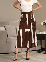 Print Pleated Skirts Random Printing High Waist Women's Clothing