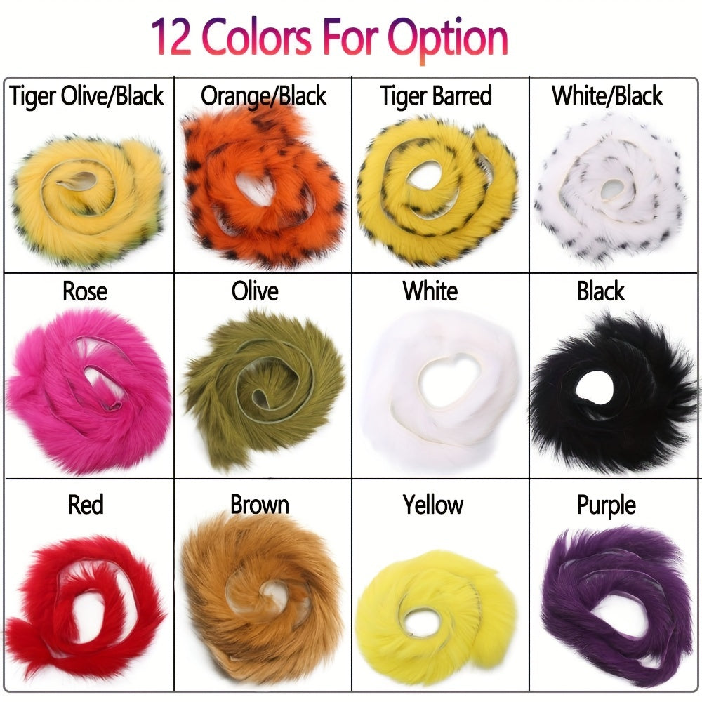 12 Colors Straight Cut Zonker Strips Hare Hair Fur Fly Tying Materials