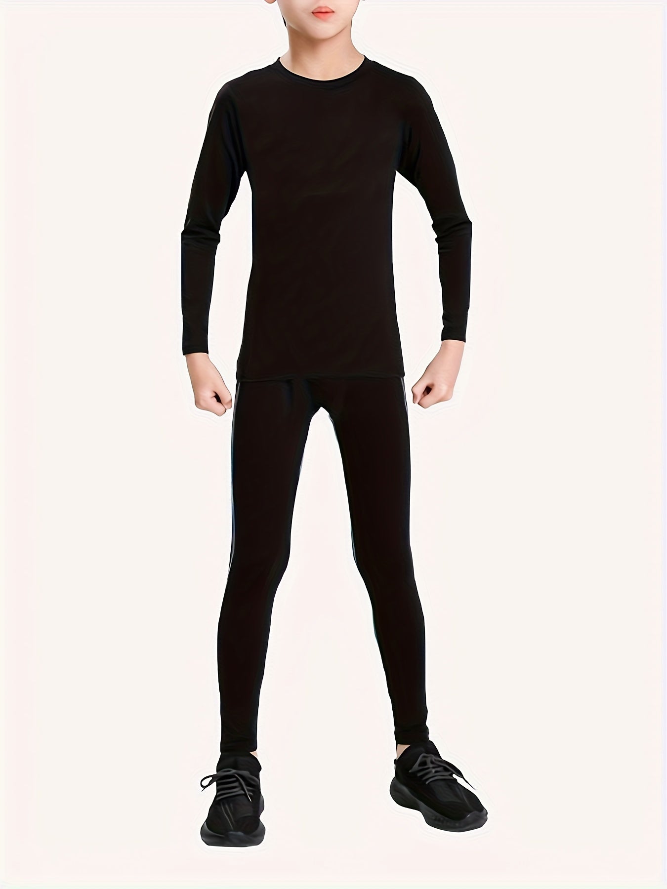 Boys Quick Dry Compression Set Long Sleeve Shirt Shorts Base Layer Pants