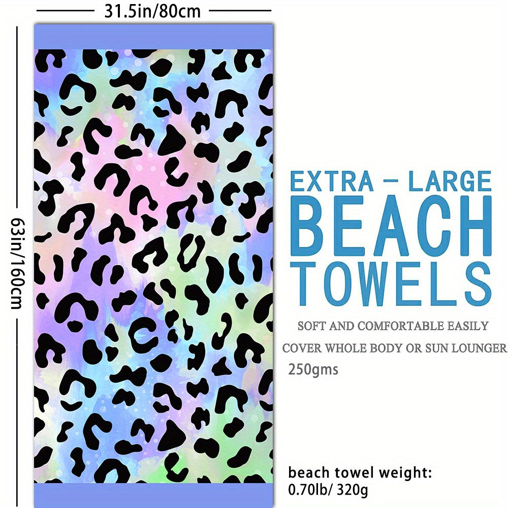 Red Leopard Print Beach Towel Quick Drying Soft Absorbent Beach Towel