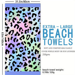 Red Leopard Print Beach Towel Quick Drying Soft Absorbent Beach Towel