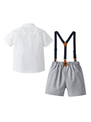Boys Teen Casual Short Sleeve Gentleman Set Clothes For Summer