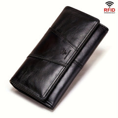 RFID Blocking Women's Travel Wallet Snap Closure Red