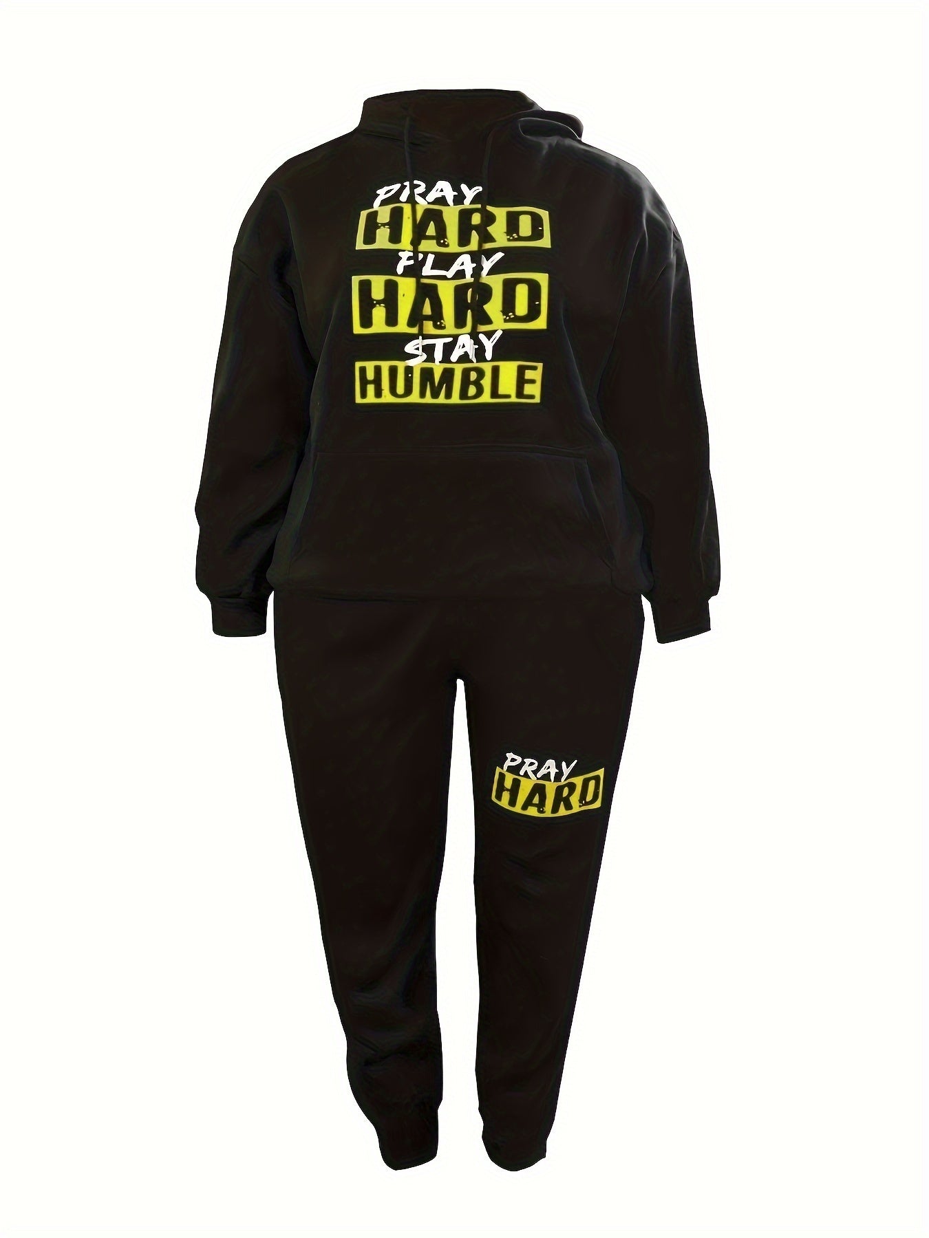 Women's 2 Piece Letter Print Hoodie & Joggers Outfit Set