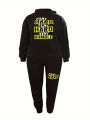 Women's 2 Piece Letter Print Hoodie & Joggers Outfit Set
