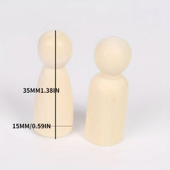 4pcs 8pcs 35MM 1.38IN 15MM 0.59IN Wooden Figures DIY Wooden Dolls