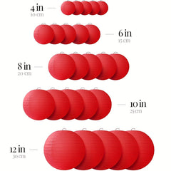 25pcs Red Paper Lantern Set for Birthdays Weddings
