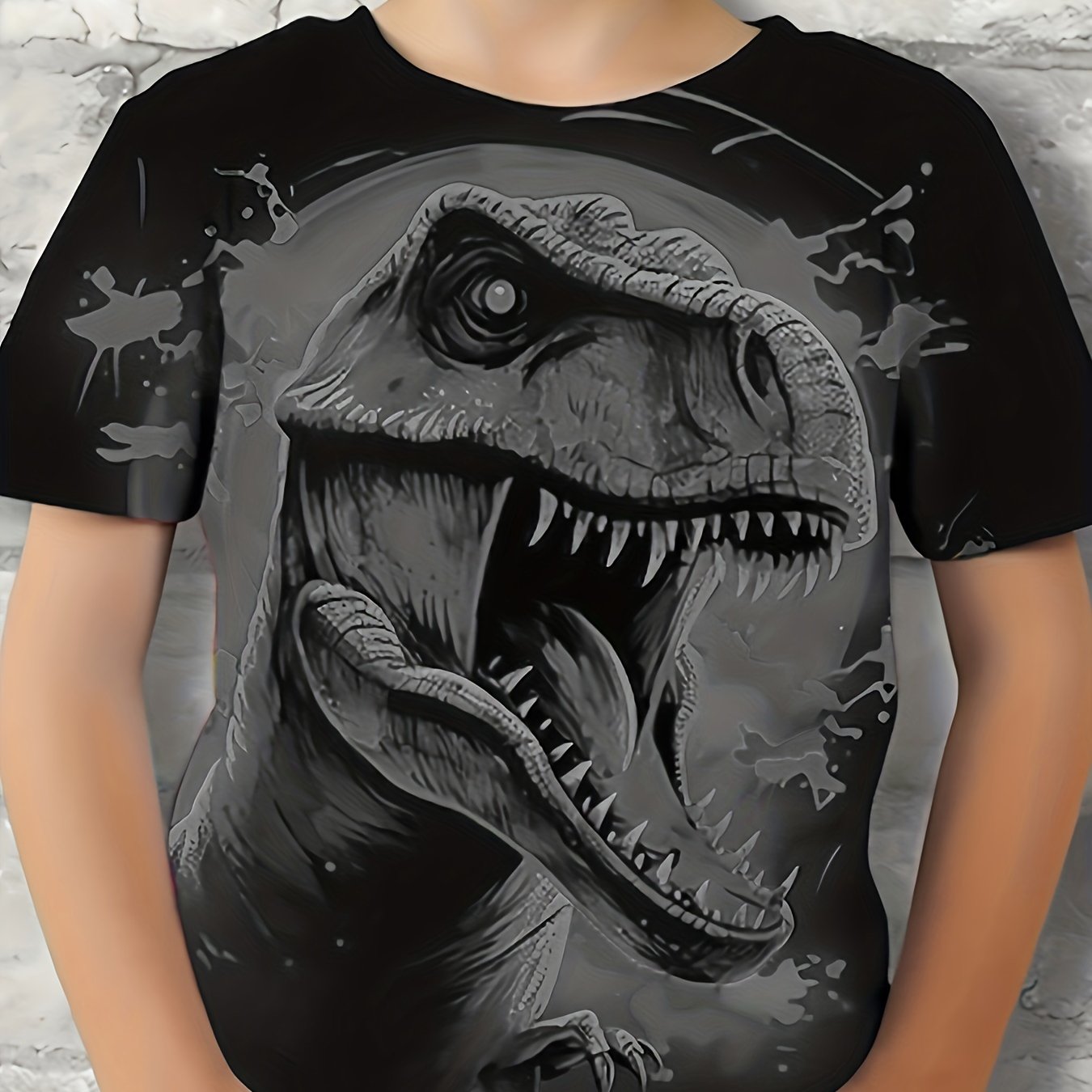 Roaring Dinosaur 3D Print Tee Tops Boys Short Sleeve T-shirt