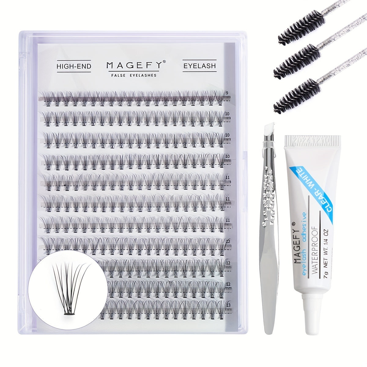 220pcs Fishtail Eyelash Extension Tool Set C Curl 9-13mm Mixed Package
