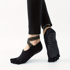 Non Slip Cross Strap Dance Socks with Five Toe Split