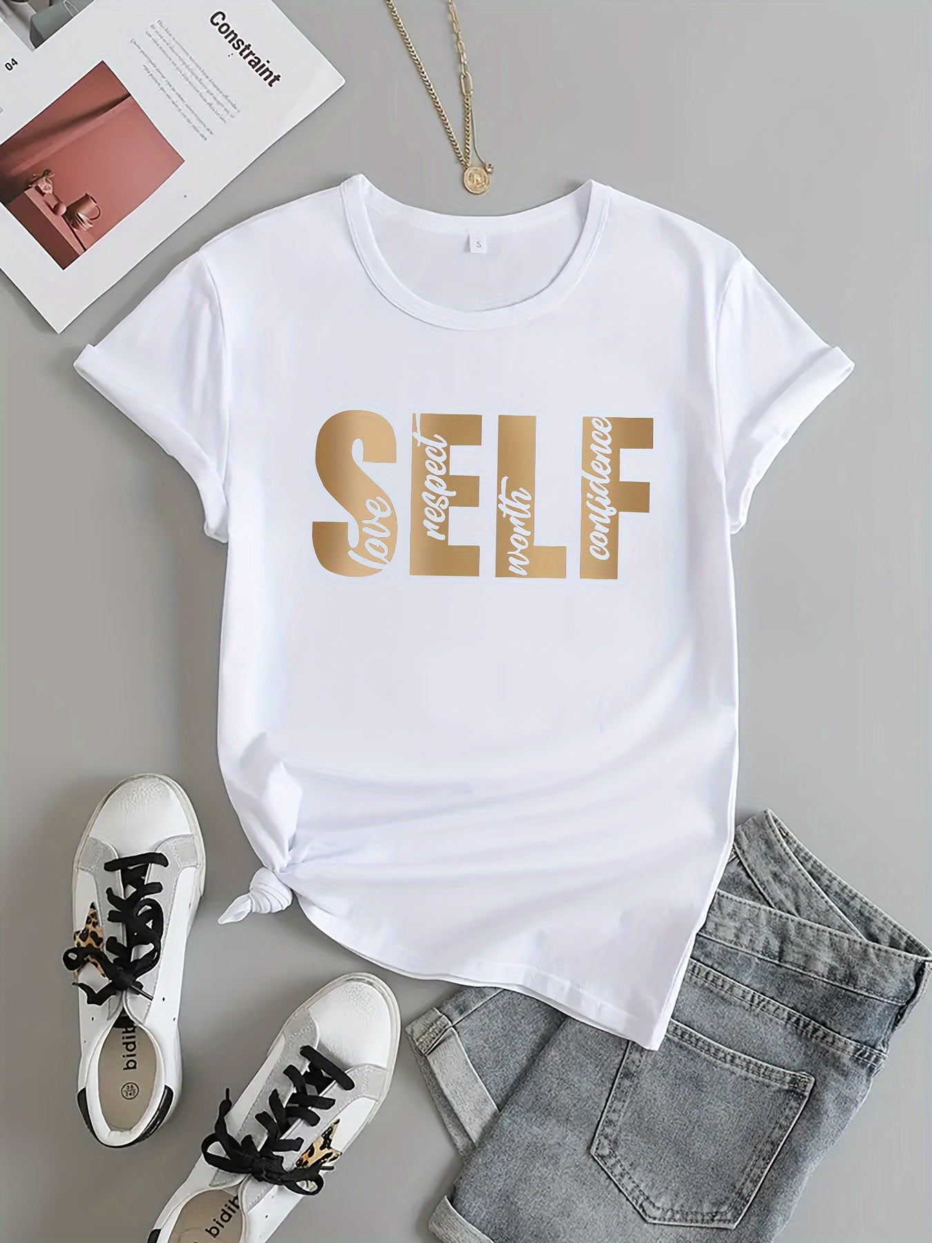 Women's Letter Graphic Breathable Sports T-shirt