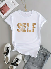 Women's Letter Graphic Breathable Sports T-shirt