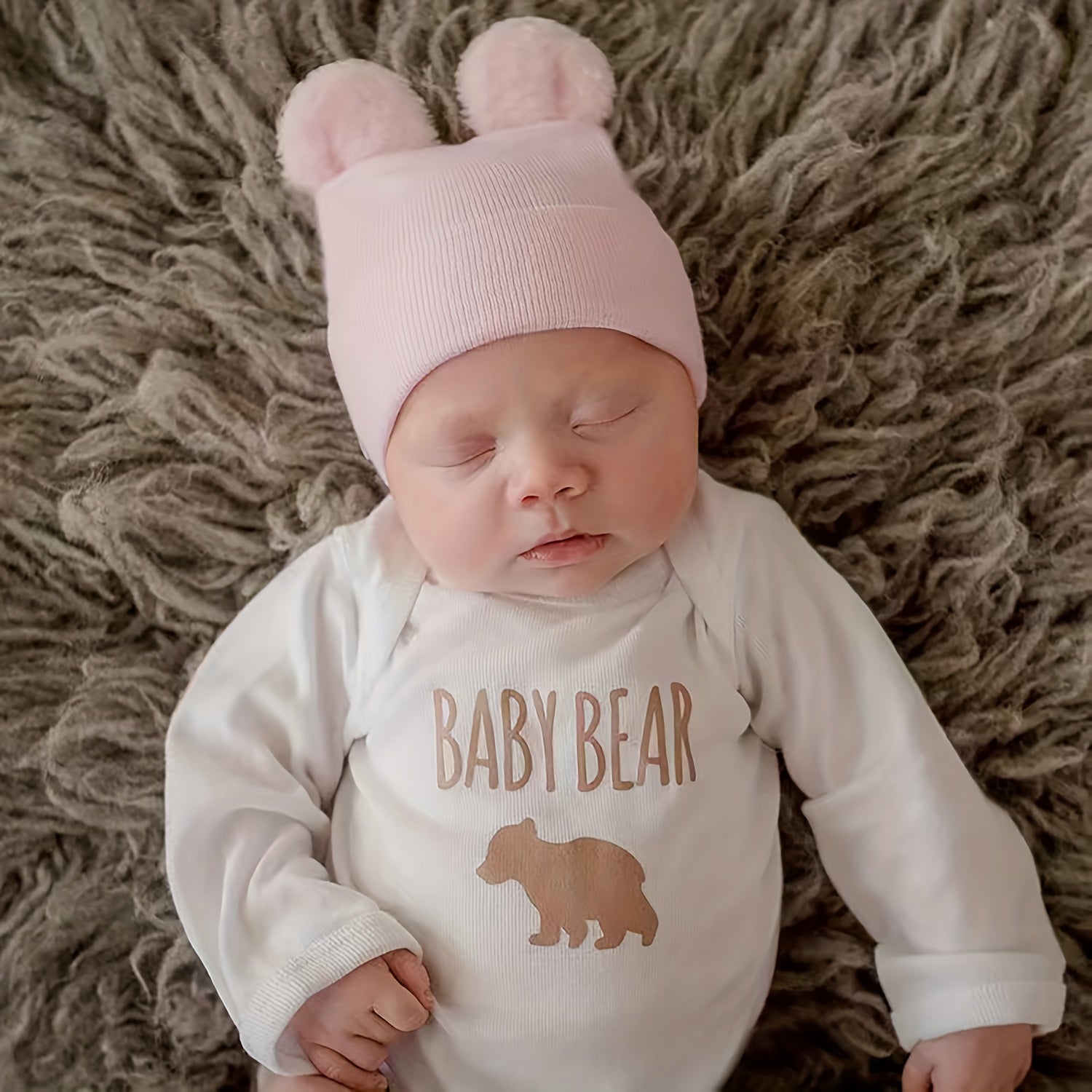 Warm Knitted Baby Hat with Double Fur Ball for Autumn and Winter