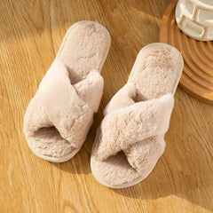Women's Cozy Plush Cross Strap Slippers